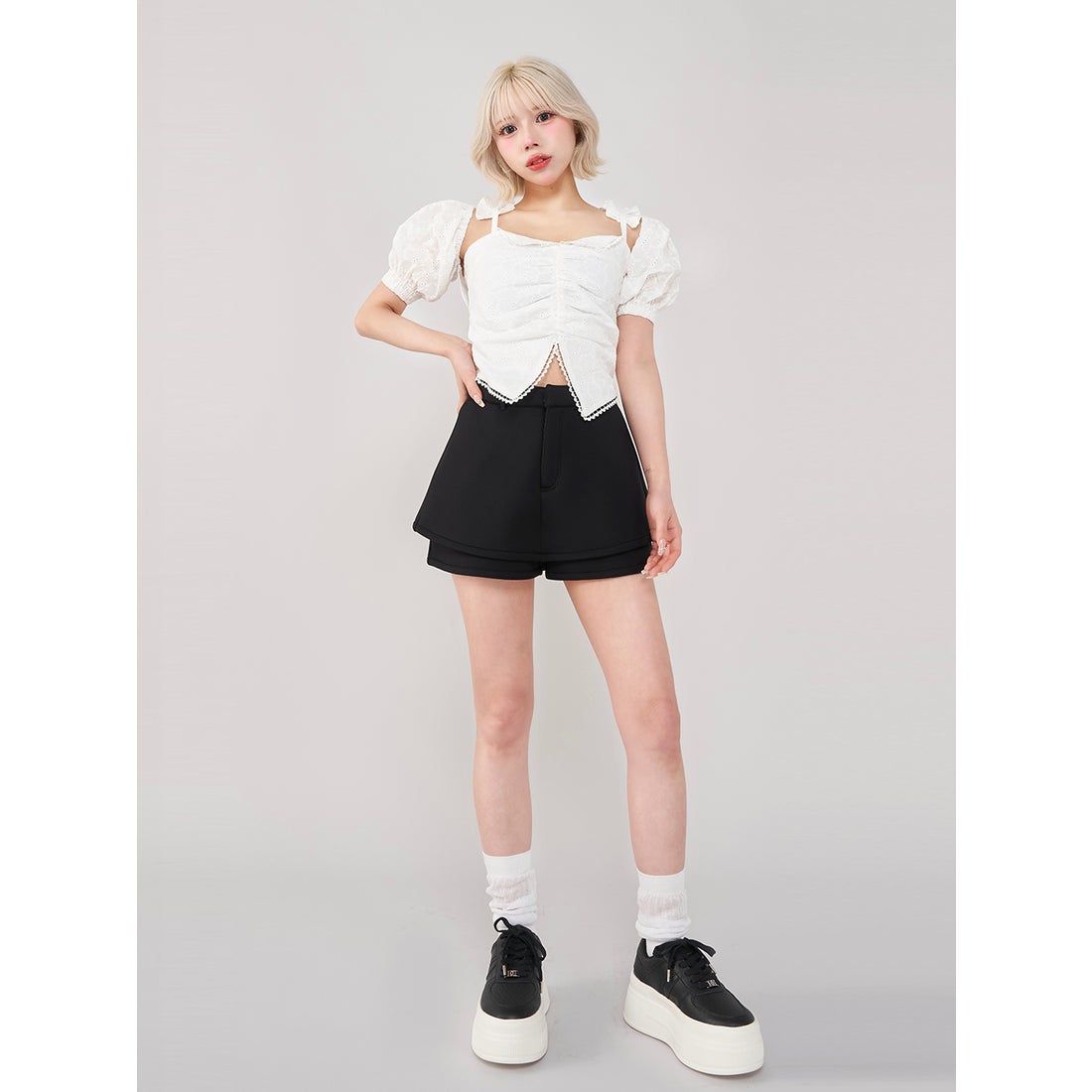 ダーリッチ Darich シルエットカットスカートライクショートパンツ