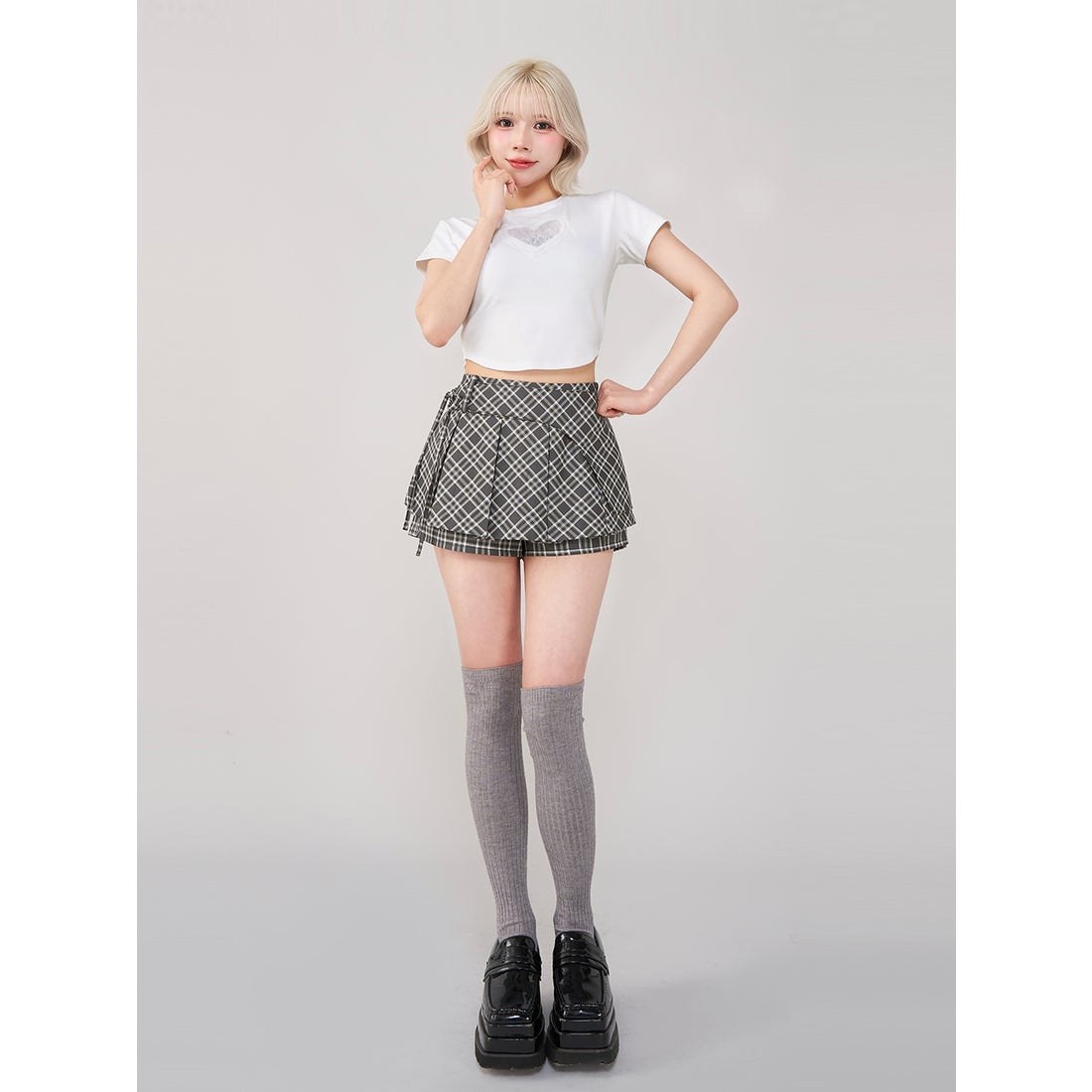 ダーリッチ Darich チェックスカートライクショートパンツ （ブラウン