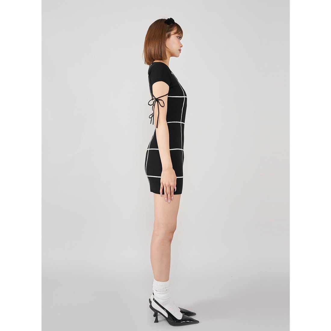 ダーリッチ Darich バックオープンステッチニットミニワンピース