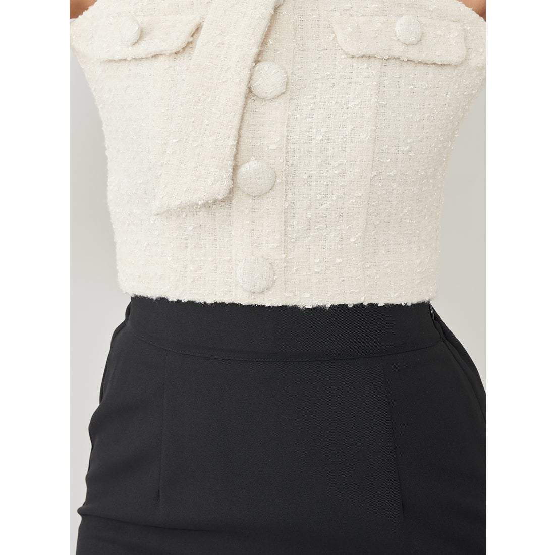 ダーリッチ Darich ホルターネックオフショルツイードトップス