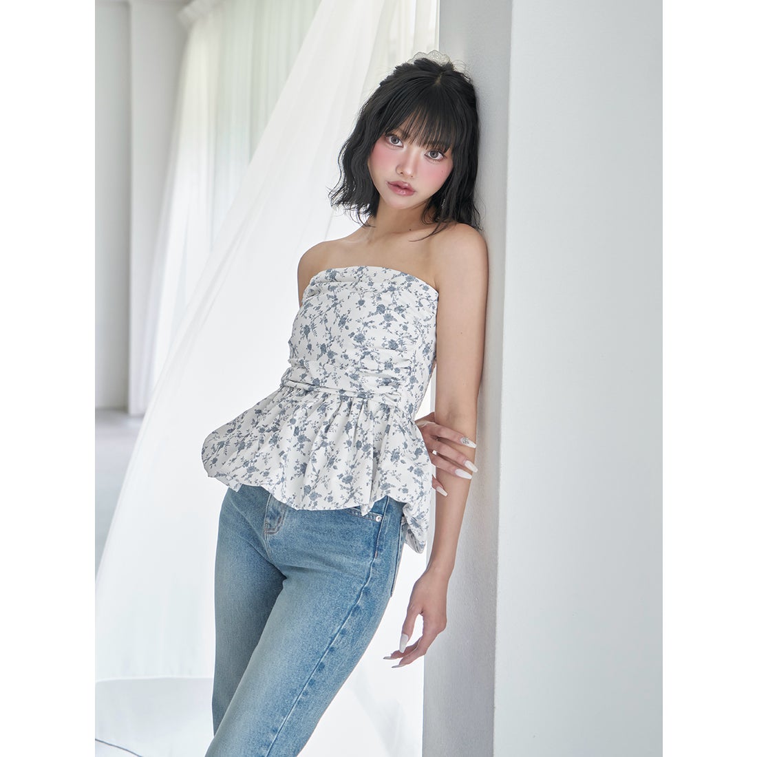 ダーリッチ Darich フラワーバルーンベアトップ （ホワイト） -靴