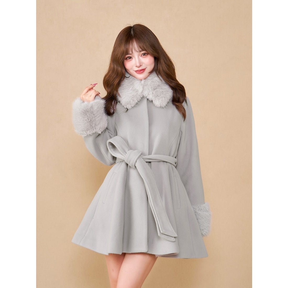 ダーリッチ Darich ウエストベルトメルトンコート （グレー