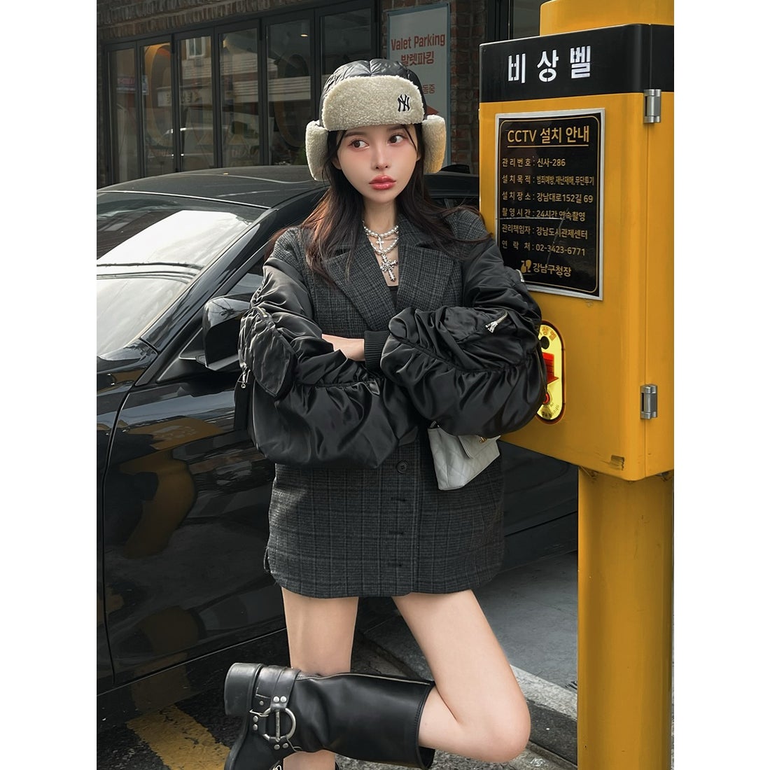 ダーリッチ Darich チェックドッキングブルゾン （ブラック） -靴