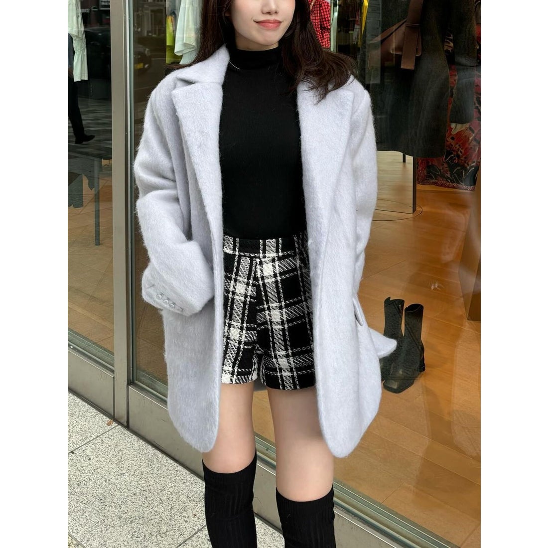 ダーリッチ Darich シャギーオーバージャケットコート （サックス