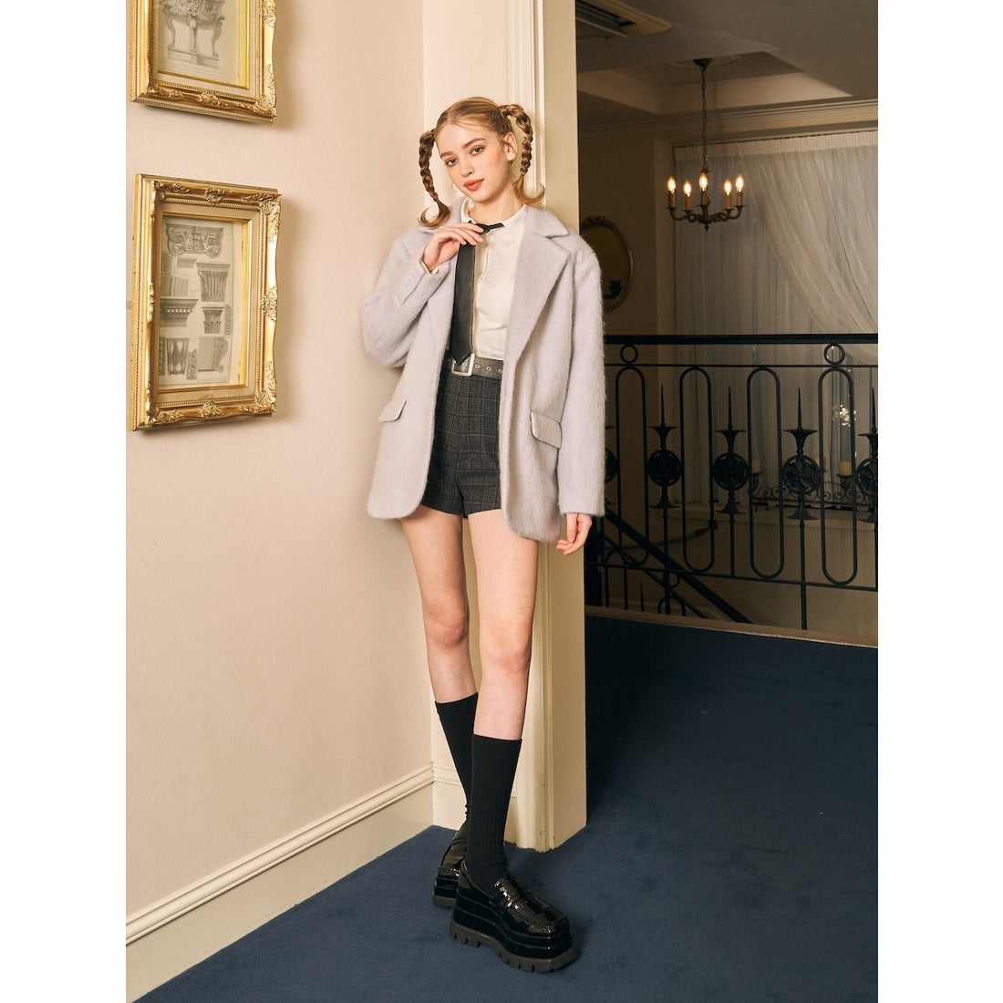 ダーリッチ Darich シャギーオーバージャケットコート （サックス