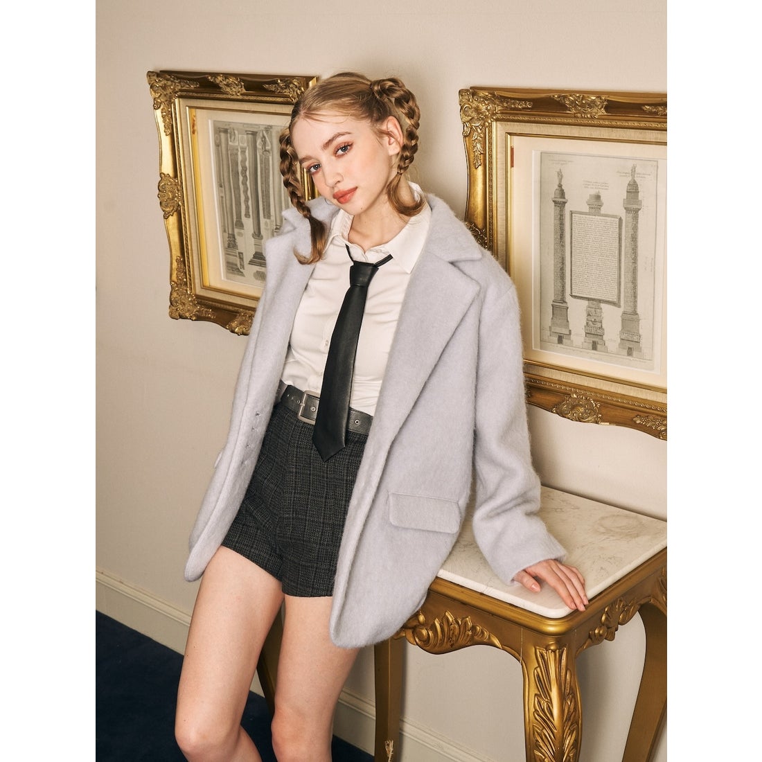 ダーリッチ Darich シャギーオーバージャケットコート （サックス