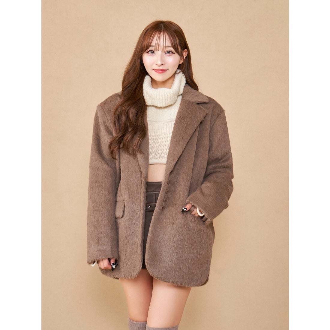 ダーリッチ Darich シャギーオーバージャケットコート （ブラウン