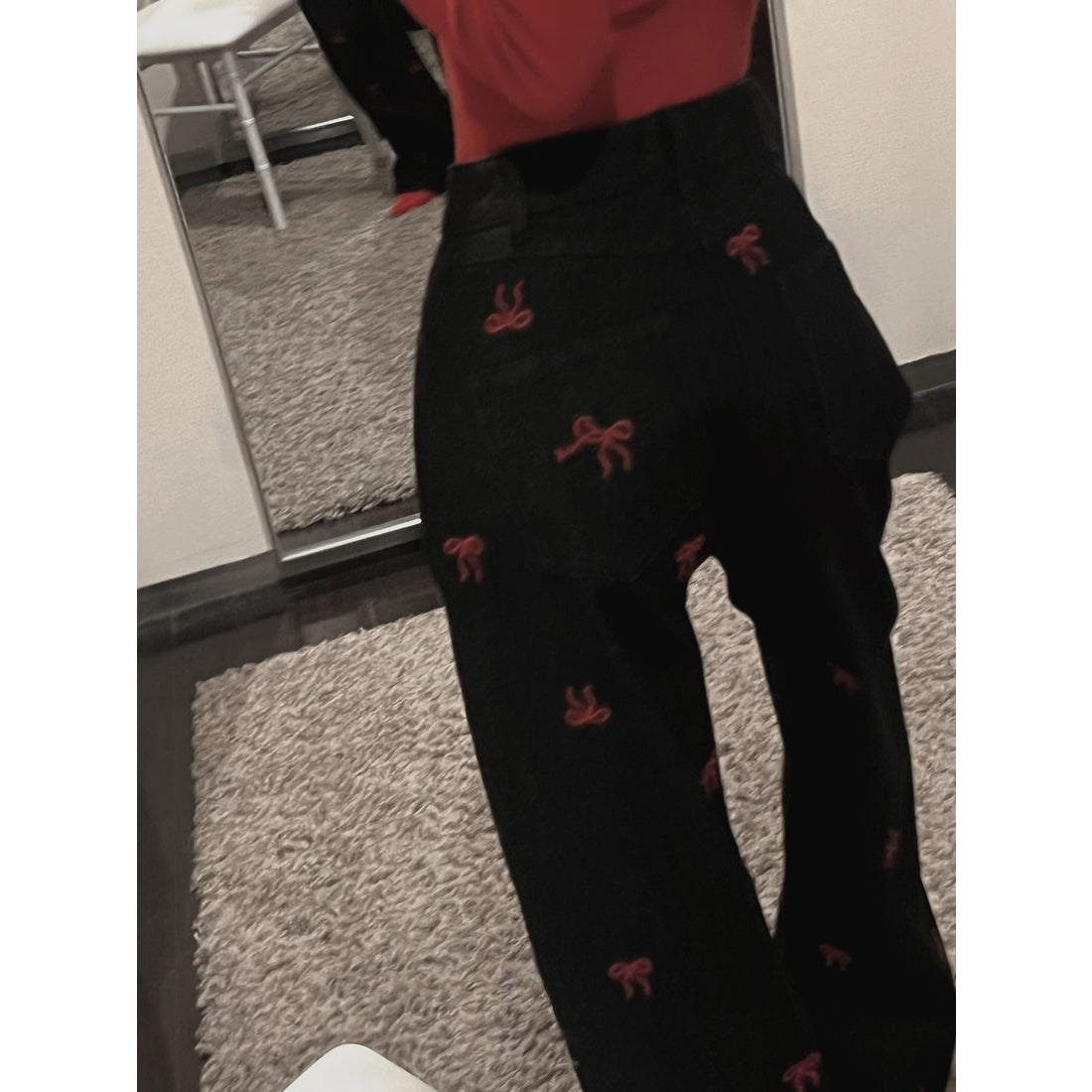 ダーリッチ Darich ランダムリボンデニムパンツ （ブラック） -靴