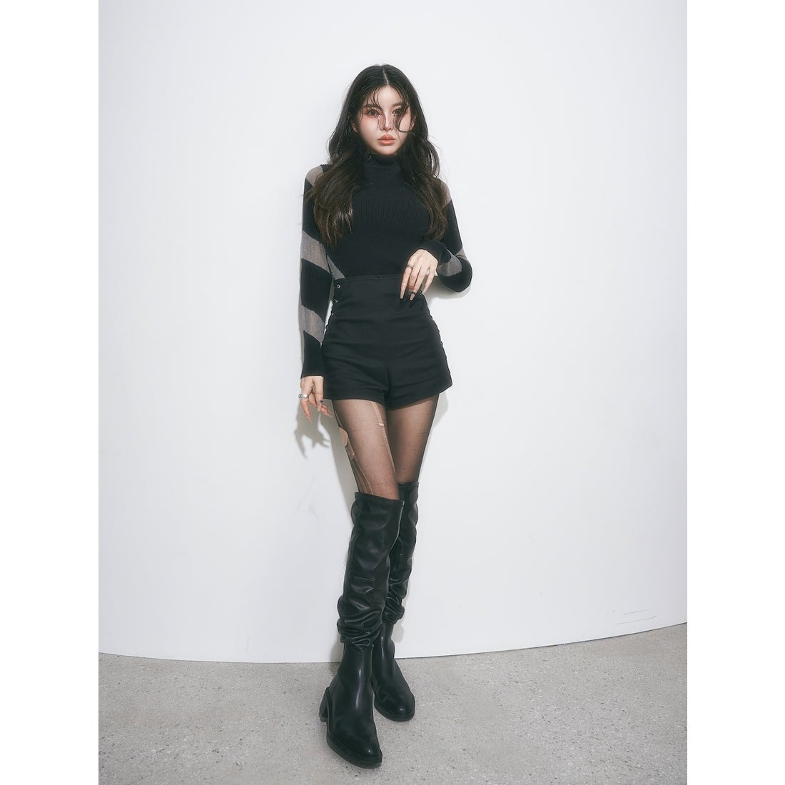 ダーリッチ Darich ハイウエストレースアップショートパンツ