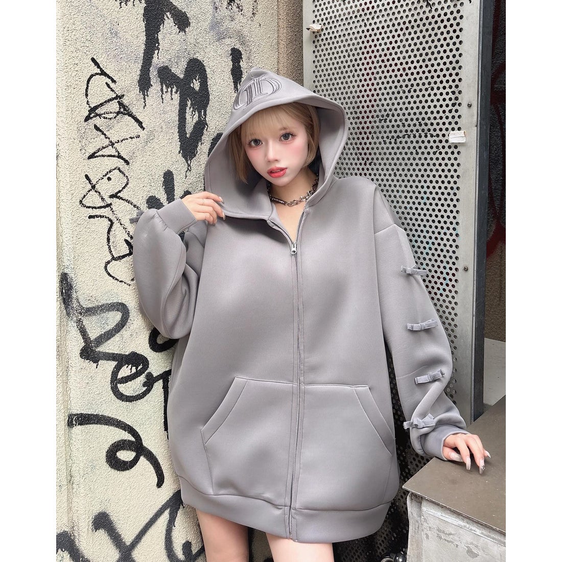 ダーリッチ Darich アップリケDDロゴパーカー （グレー