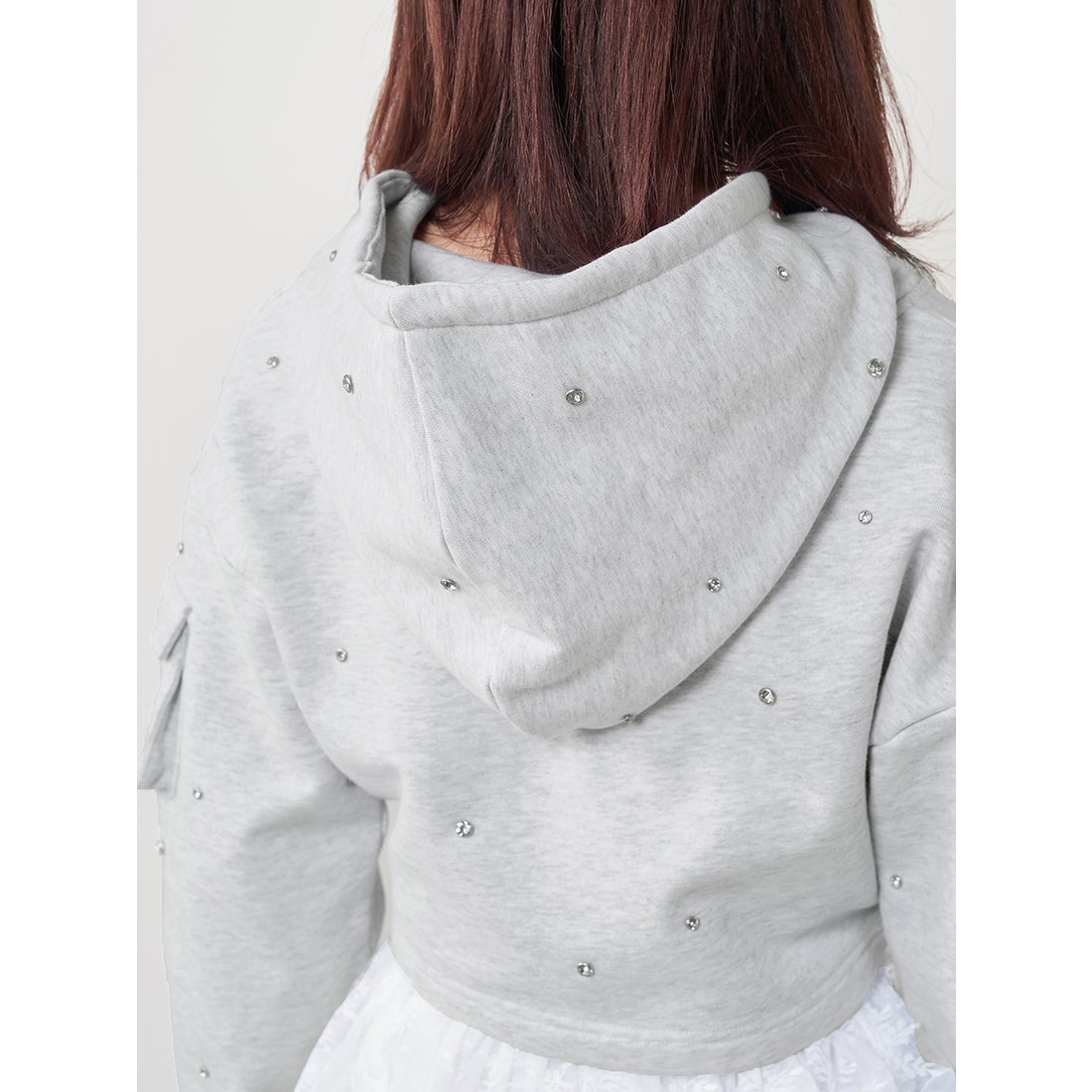ダーリッチ Darich クロップドビジューフーディ （グレー