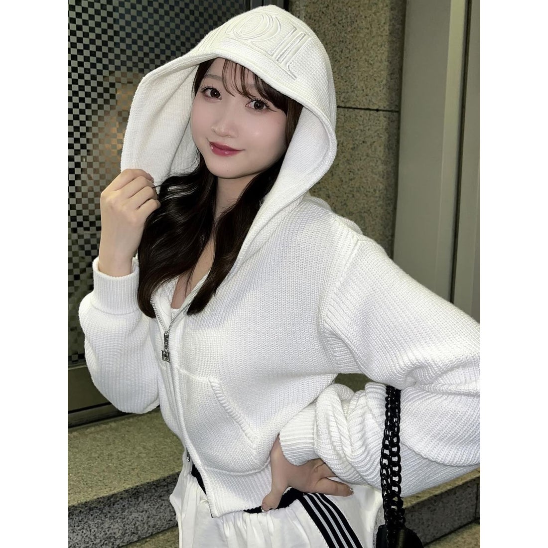 ダーリッチ Darich DDショートニットジップパーカー （ホワイト） -靴