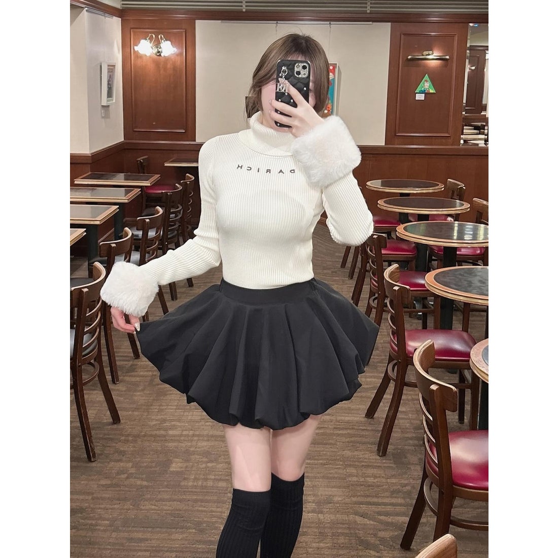 ダーリッチ Darich ボリュームバルーンミニスカート （ブラック） -靴