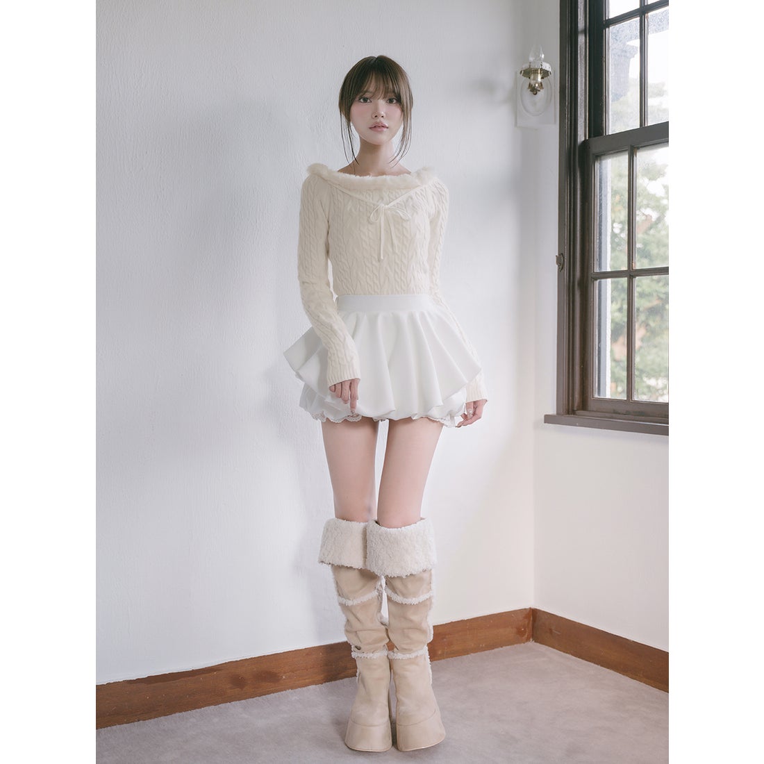 ダーリッチ Darich ボリュームバルーンミニスカート （ホワイト