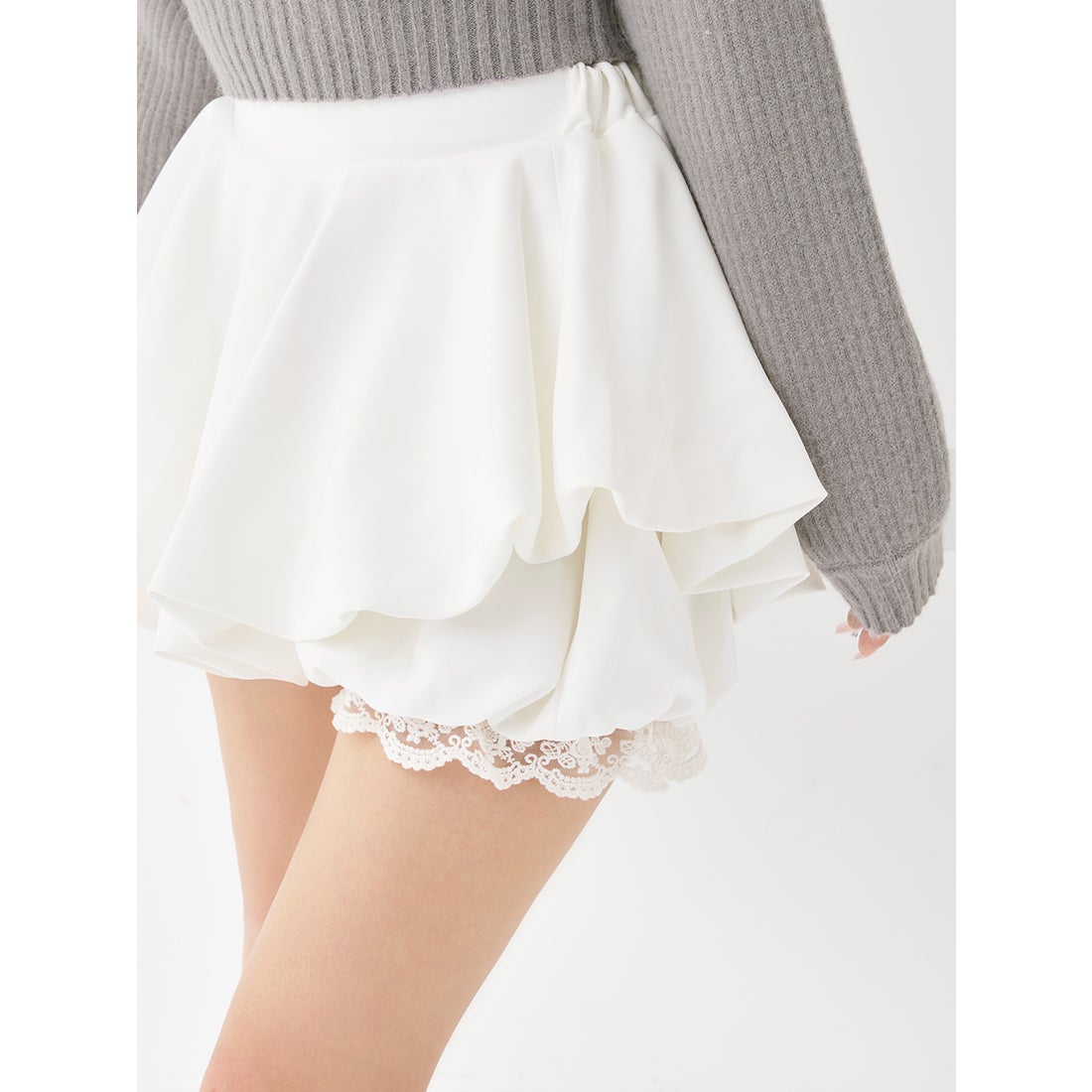 ダーリッチ Darich ボリュームバルーンミニスカート （ホワイト