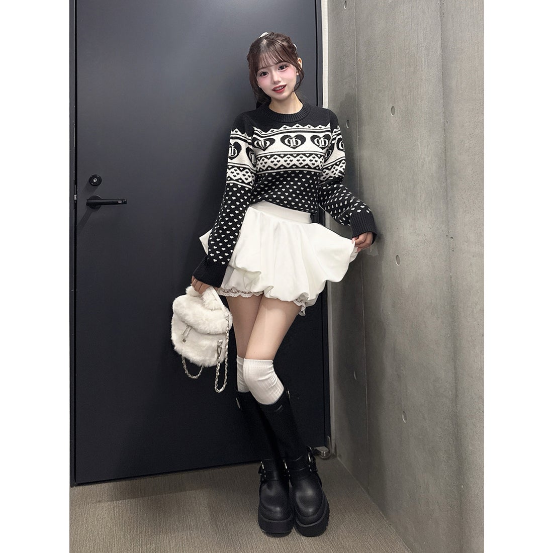 ダーリッチ Darich ボリュームバルーンミニスカート （ホワイト