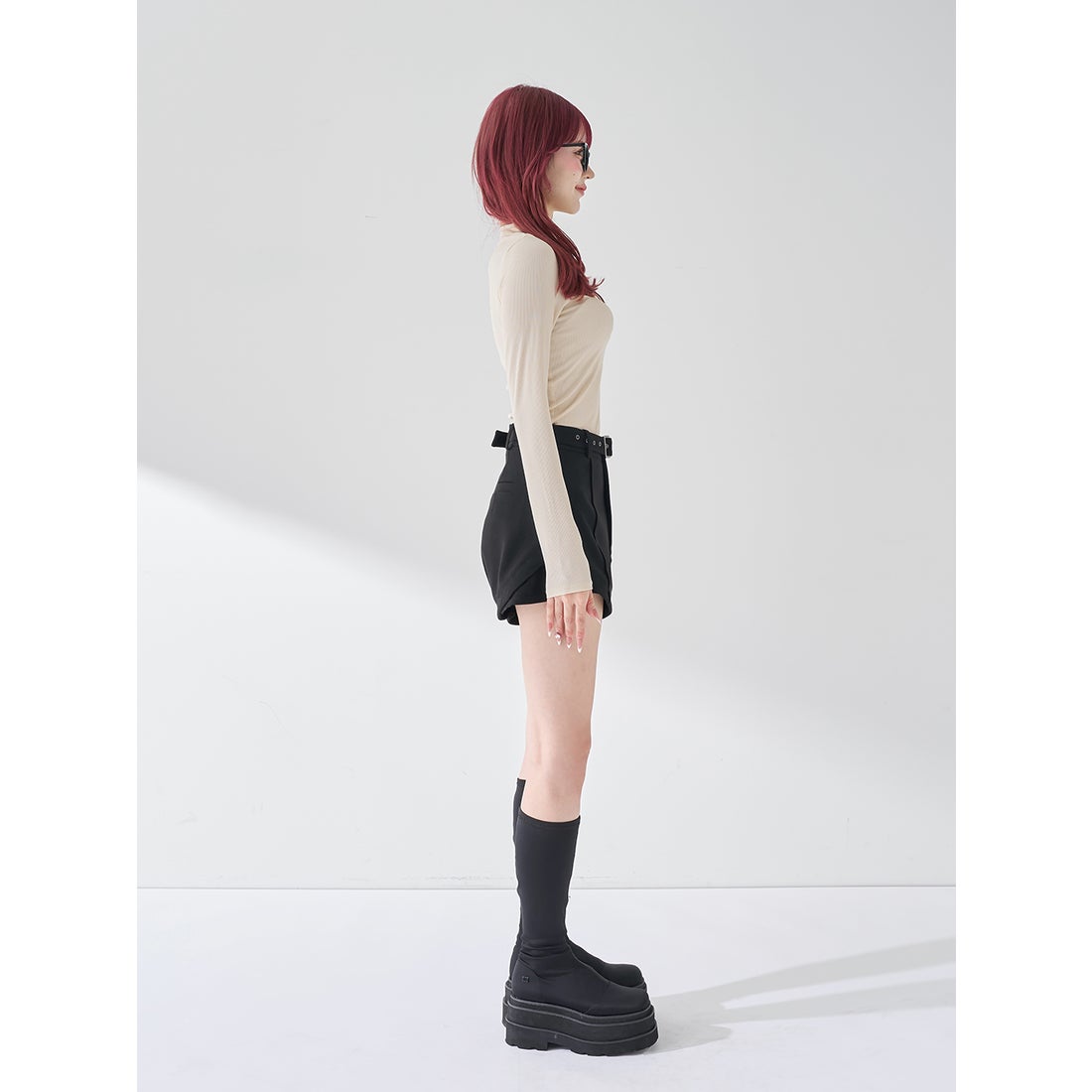 ダーリッチ Darich サイドスリットハイウエストショートパンツ