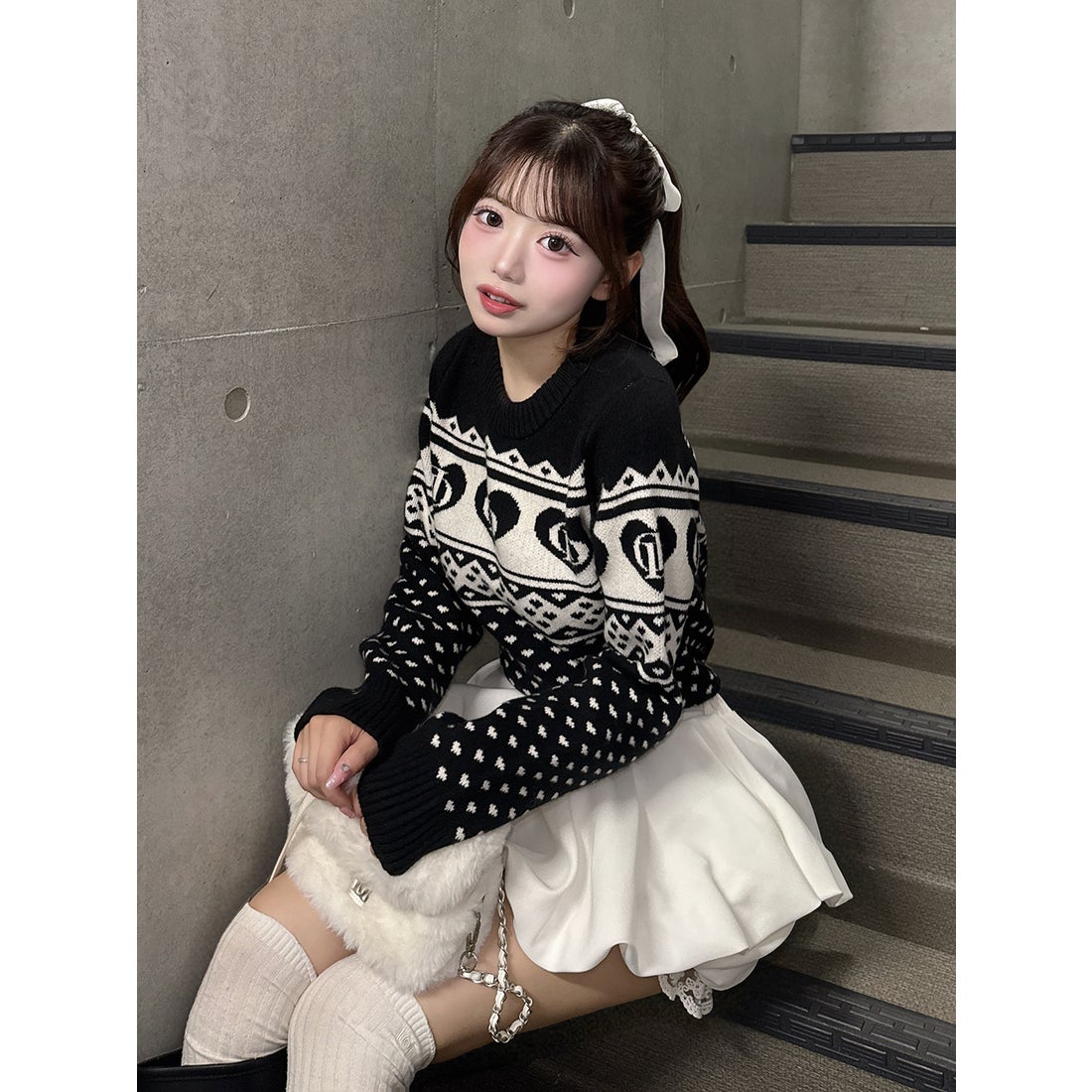 ダーリッチ Darich DDアーガイルニットトップス （ブラック