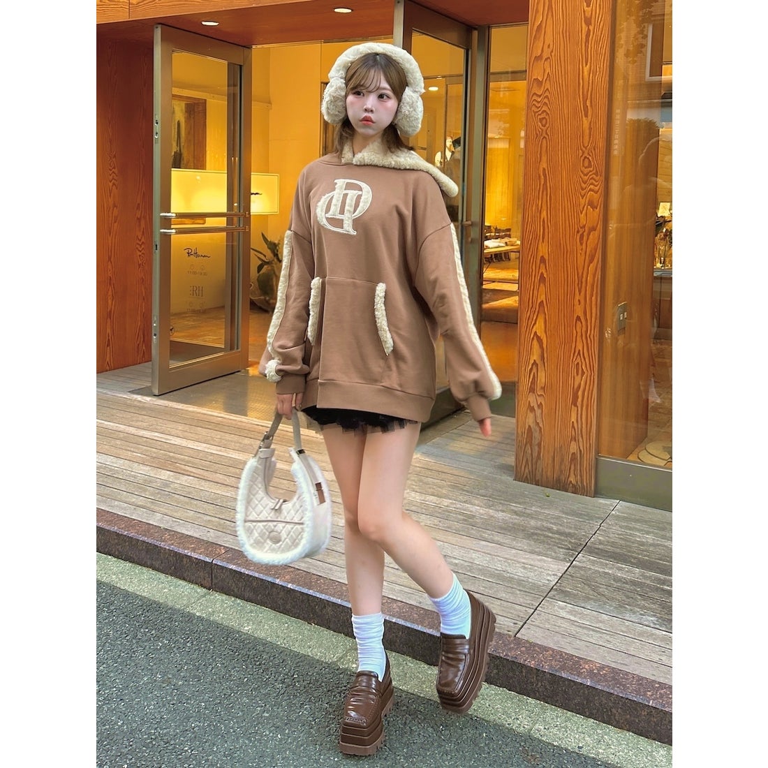 ダーリッチ Darich DDボアスウェットフーディー （ブラック