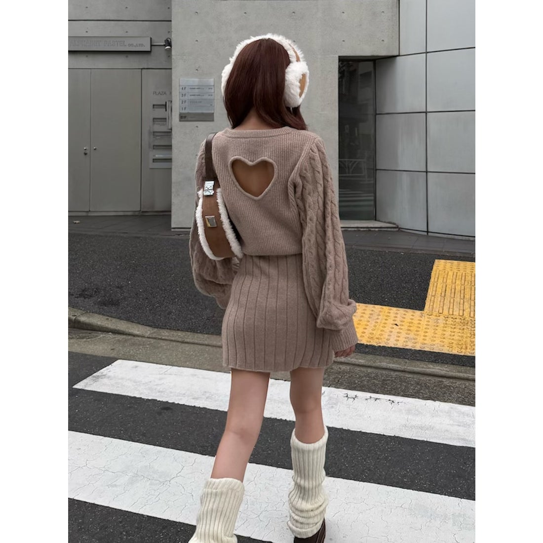 ダーリッチ Darich ハートオープンニットミニワンピース （ベージュ