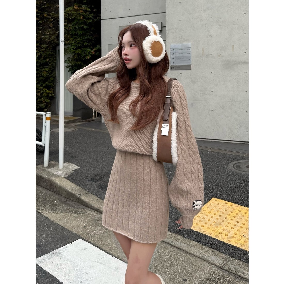 ダーリッチ Darich ハートオープンニットミニワンピース （ベージュ