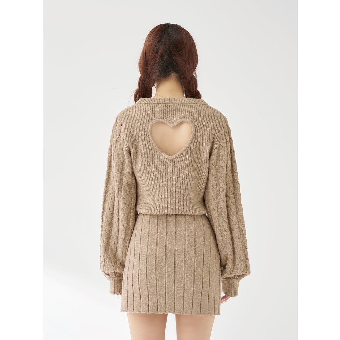 ダーリッチ Darich ハートオープンニットミニワンピース （グレー