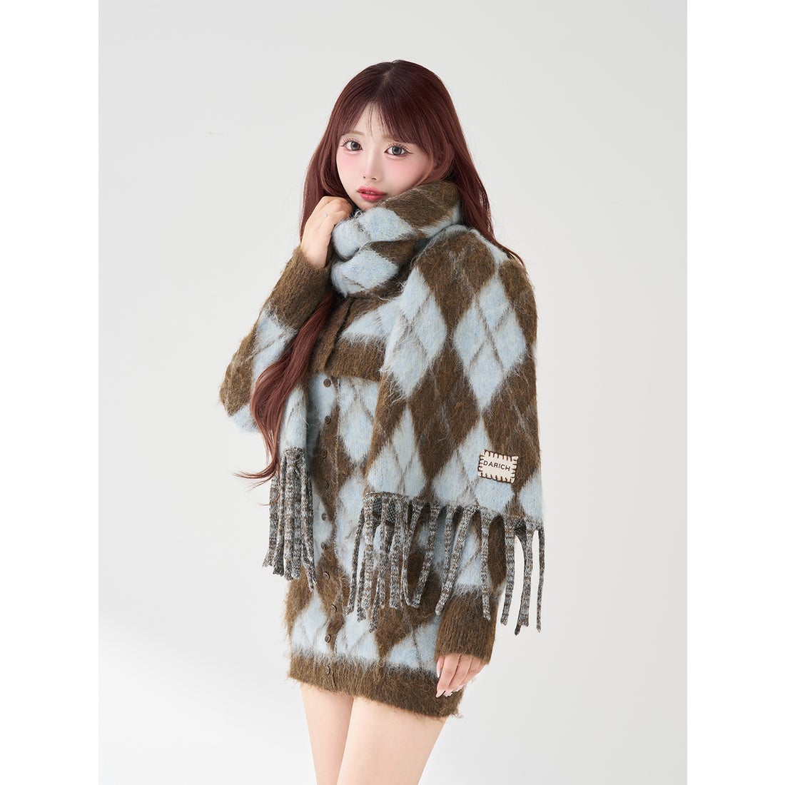 ダーリッチ Darich アーガイルニットアンサンブル （サックス