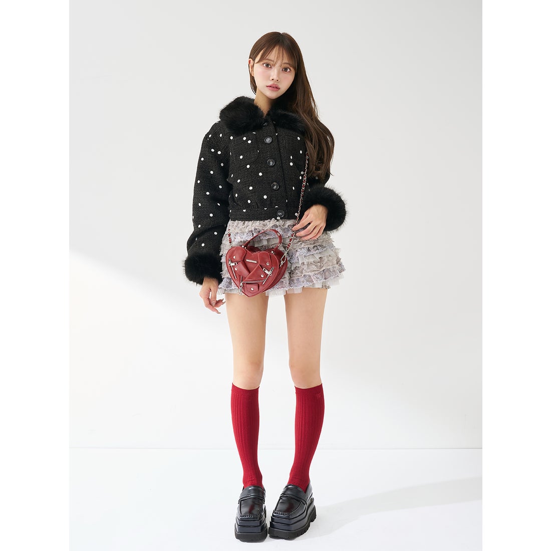 ダーリッチ Darich ドットツイードジャケットコート （ブラック