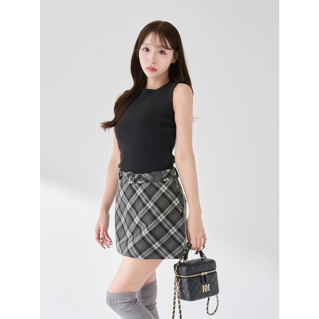 ダーリッチ Darich ドッキングミドルウエストニットミニワンピース