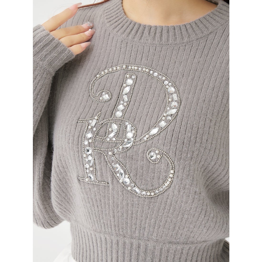 ダーリッチ Darich DRビジューボリュームリブニットトップス