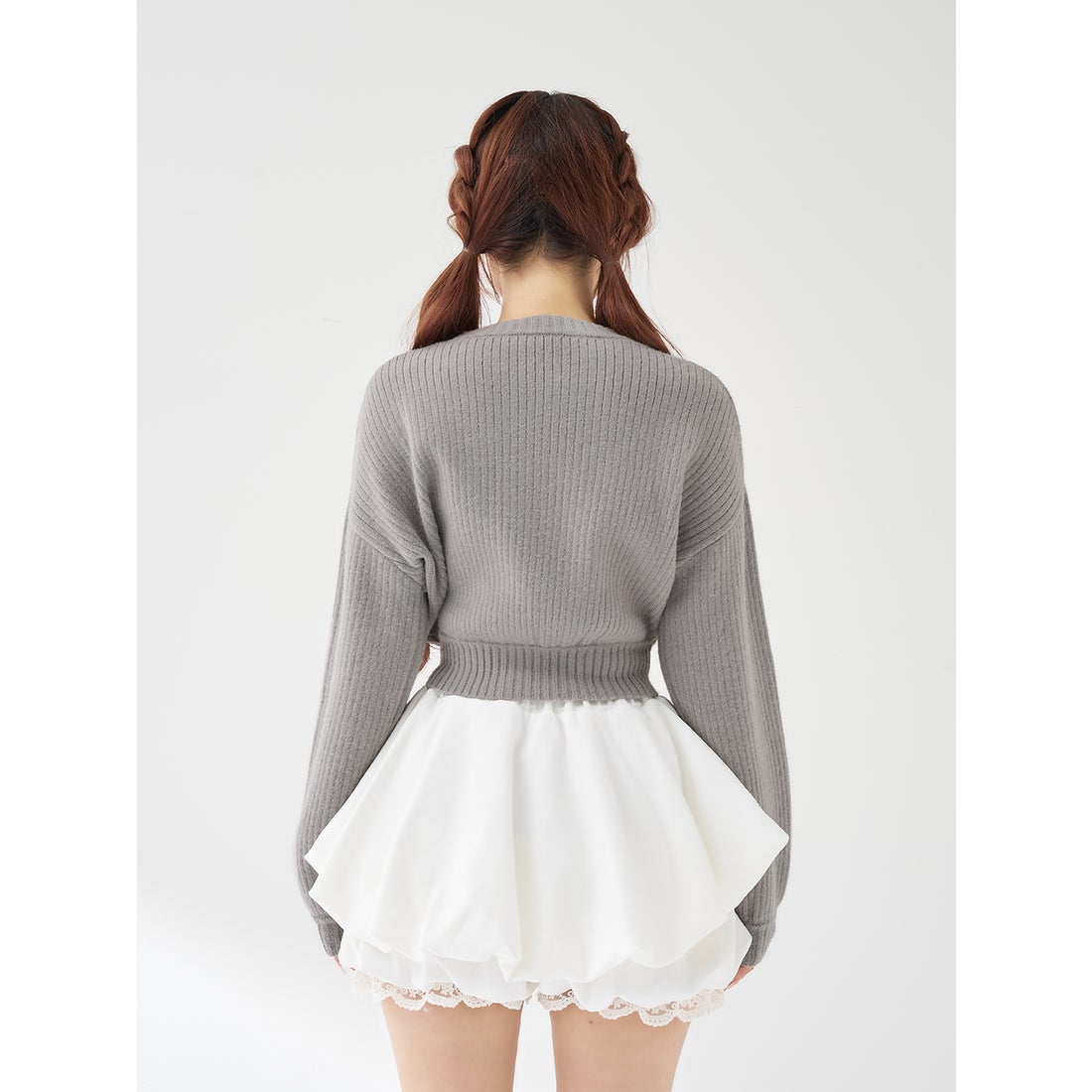 ダーリッチ Darich DRビジューボリュームリブニットトップス （グレー