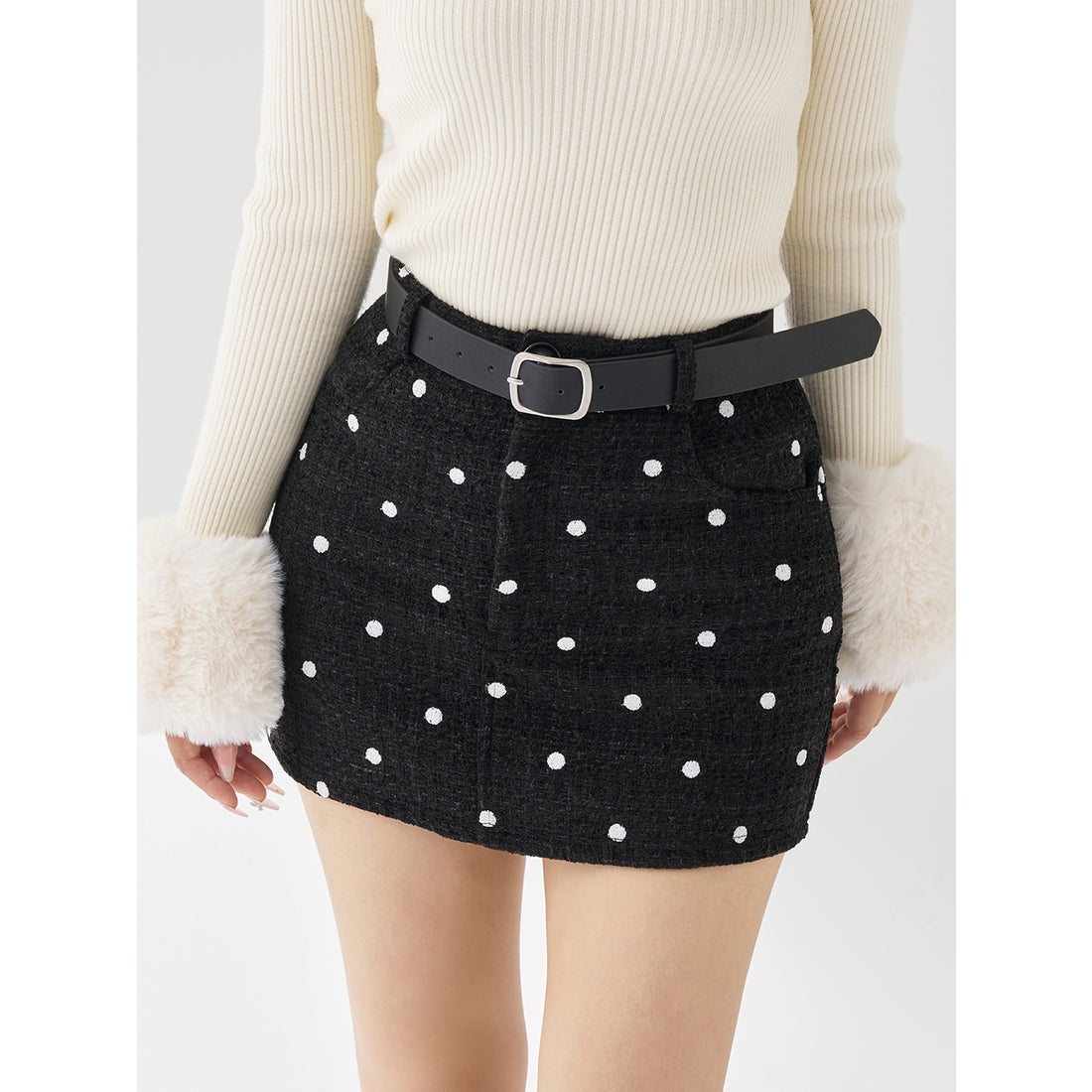 ダーリッチ Darich ドットツイードベルトミニスカート （ブラック