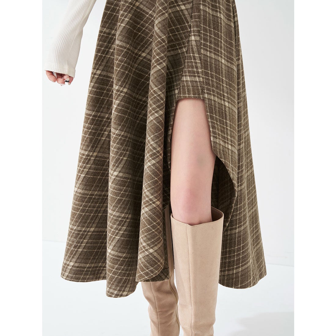 ダーリッチ Darich レイヤードチェックイレヘムミディワンピース