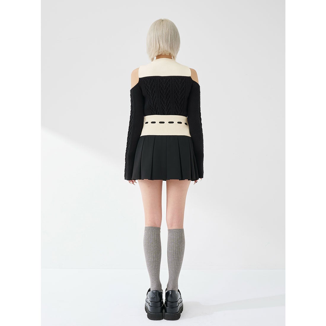 ダーリッチ Darich ショルダーオープンニットセットアップ （グレー