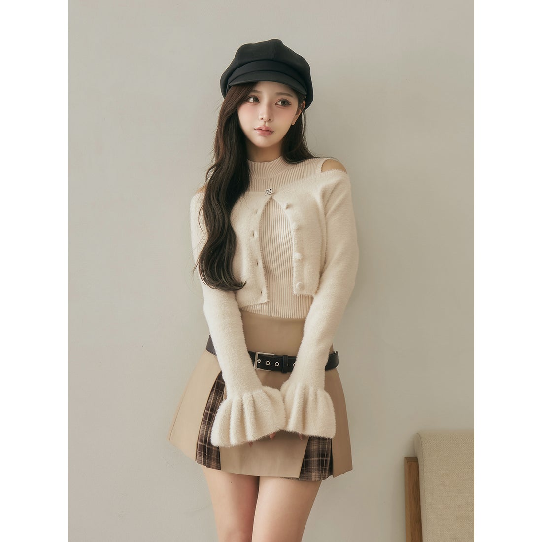 ダーリッチ Darich アンサンブルシャギーニットトップス （ベージュ