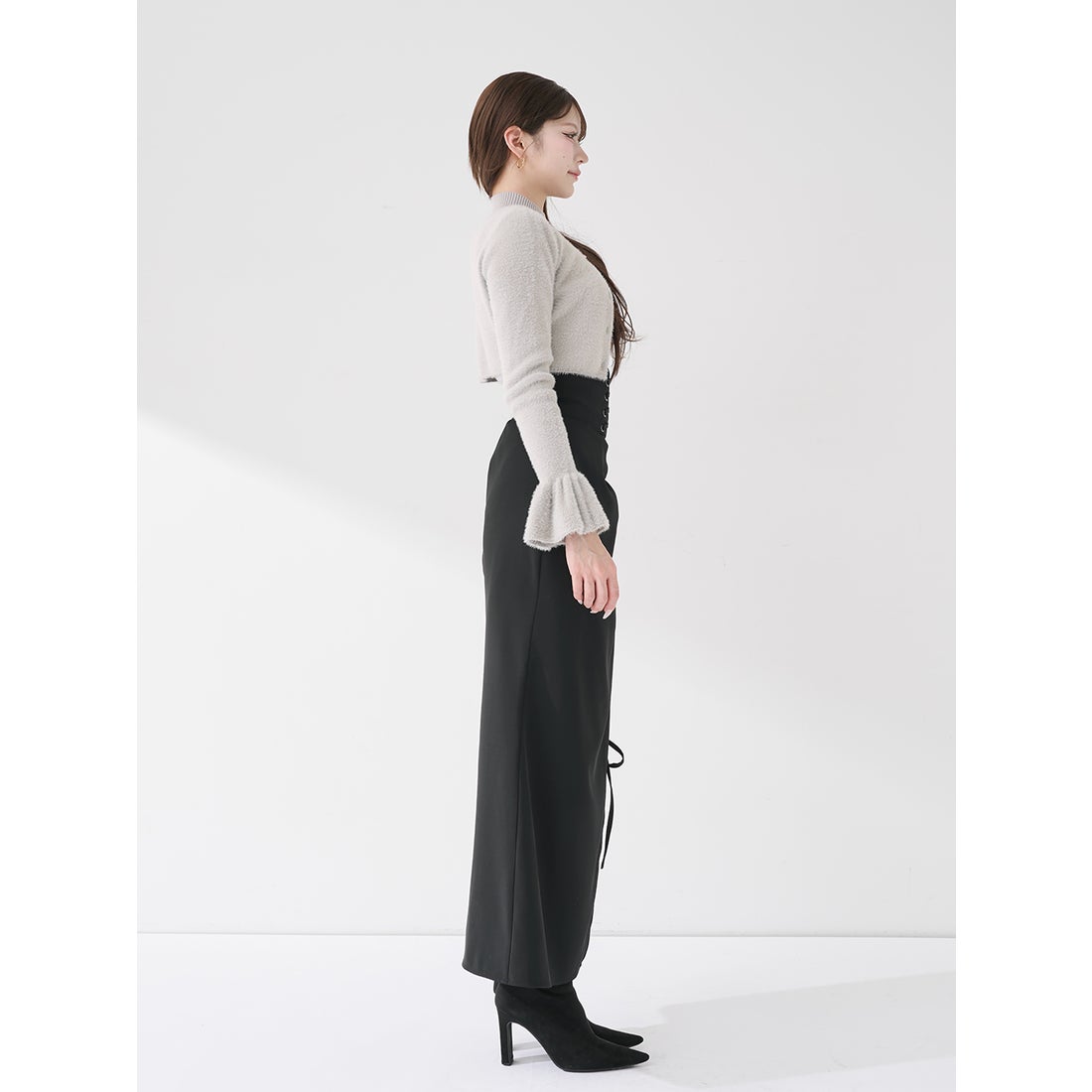 ダーリッチ Darich スリットコルセットロングスカート （ブラック