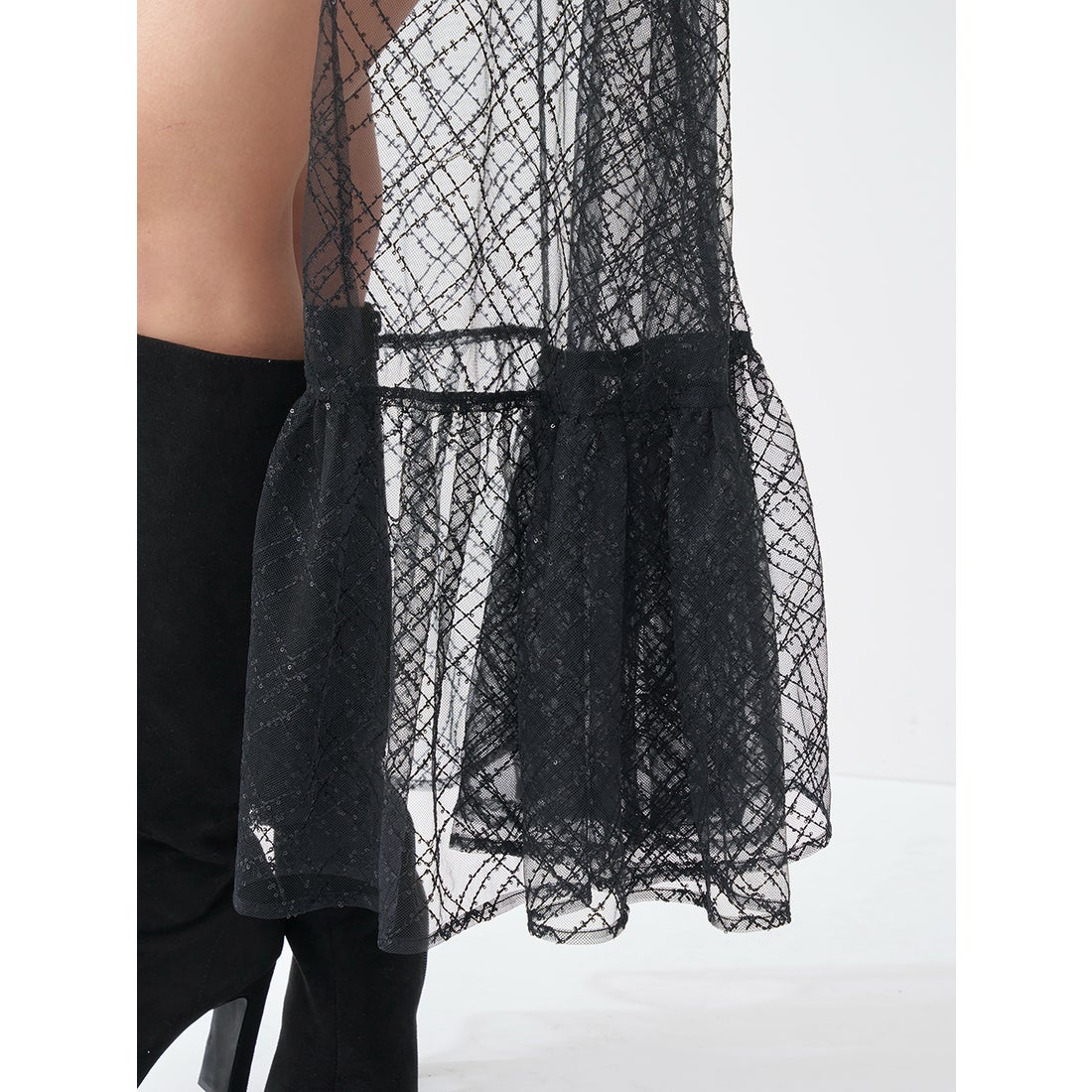 ダーリッチ Darich スパンコールシアー2Wayワンピース （ブラック