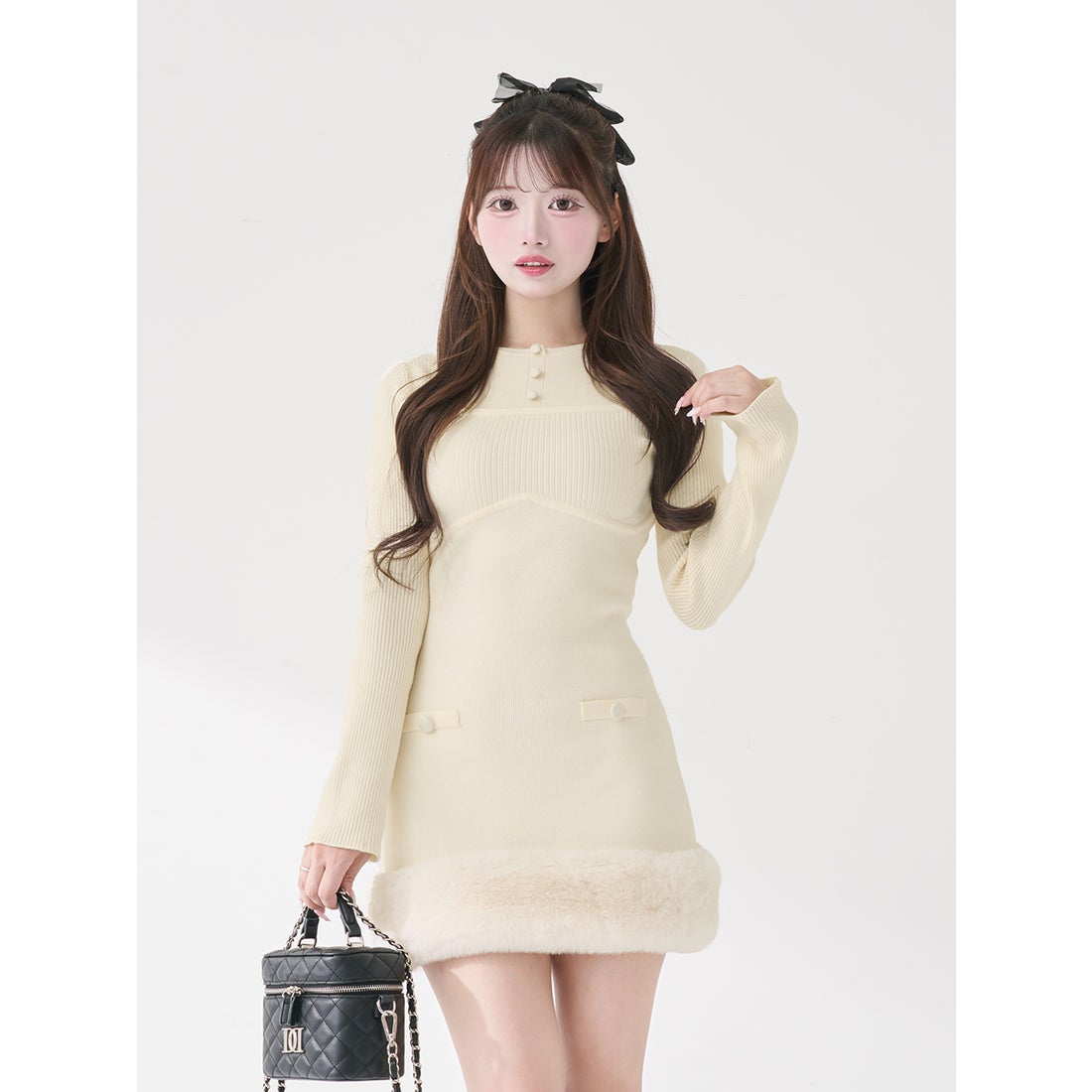 ダーリッチ Darich ビジューケープニットミニワンピース （アイボリー