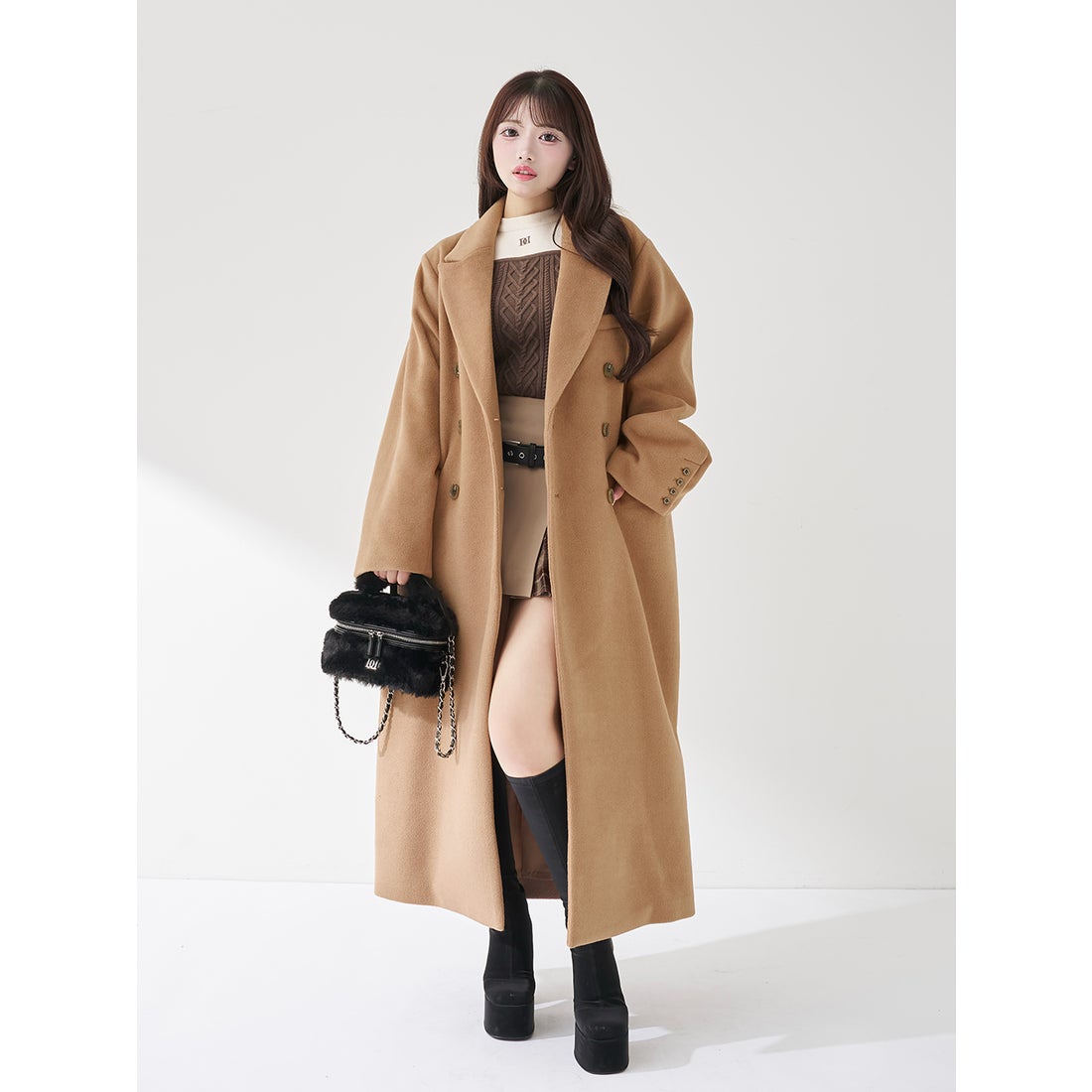 ダーリッチ Darich ダブルロングチェスターコート （キャメル） -靴