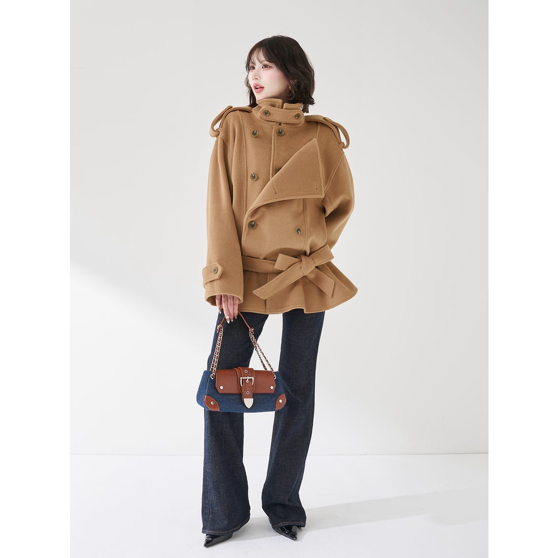 ダーリッチ Darich ドロップショルダージャケットコート （キャメル