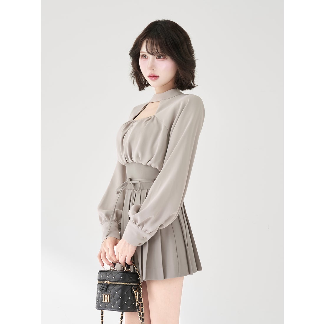 ダーリッチ Darich ドッキングコルセットプリーツミニワンピース