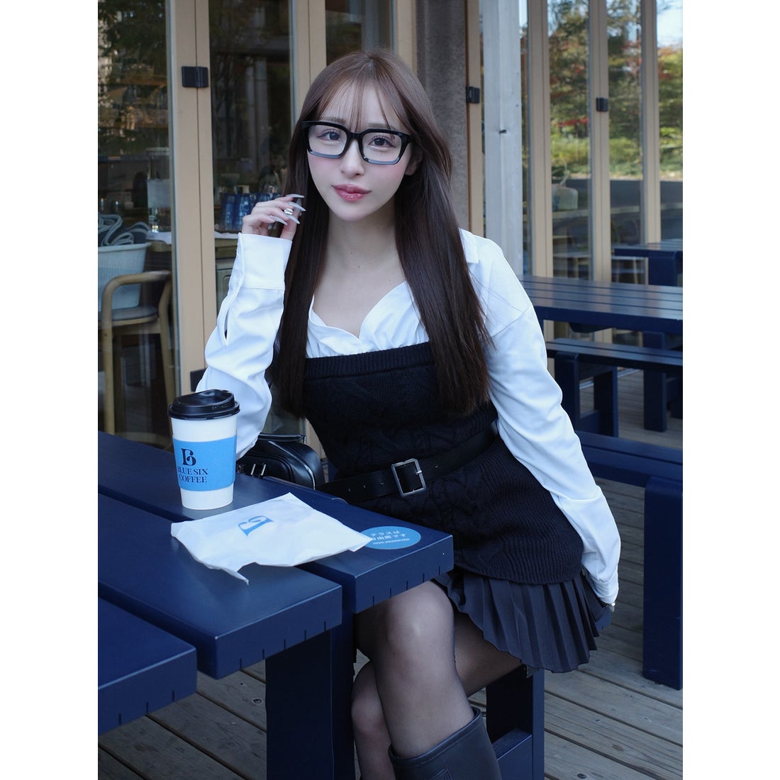 ダーリッチ Darich シャツドッキングプリーツニットミニワンピース