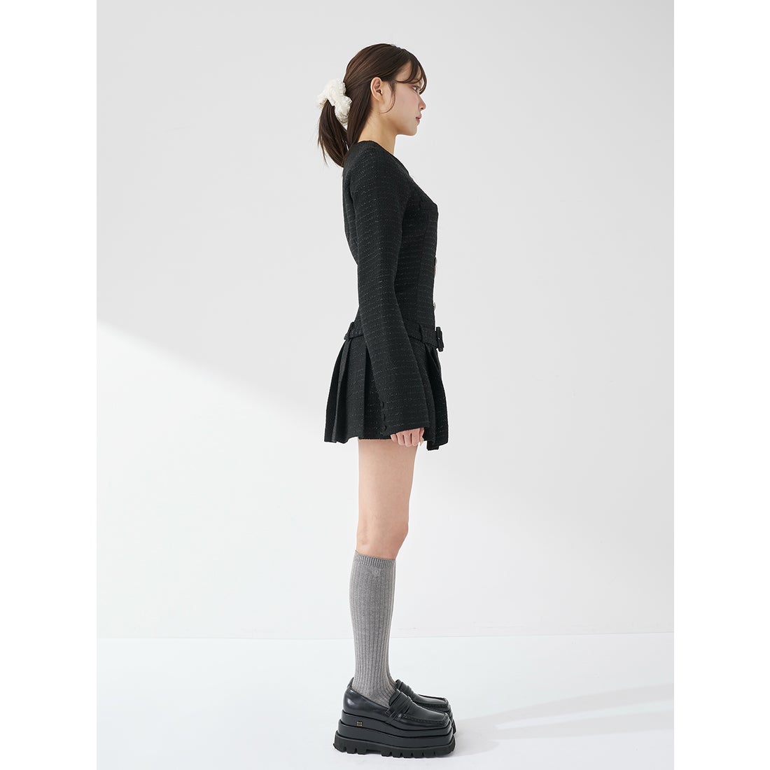 ダーリッチ Darich ボックスプリーツツイードミニワンピース （ピンク