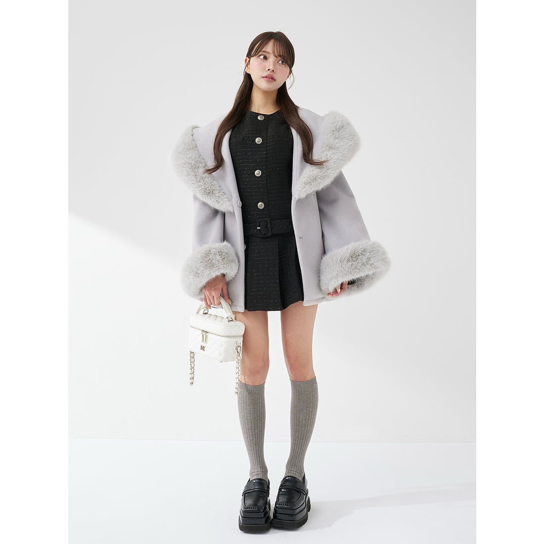 ダーリッチ Darich ボックスプリーツツイードミニワンピース