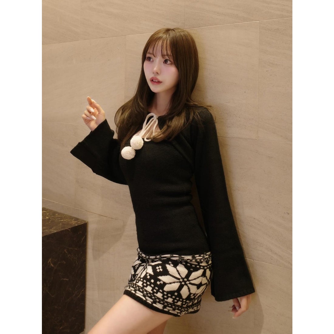 ダーリッチ Darich ノルディックパネルニットミニワンピース