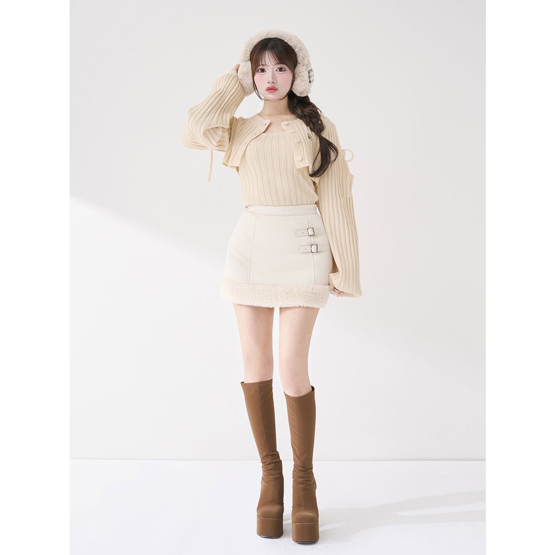 ダーリッチ Darich ショルダーオープンアンサンブルニットトップス