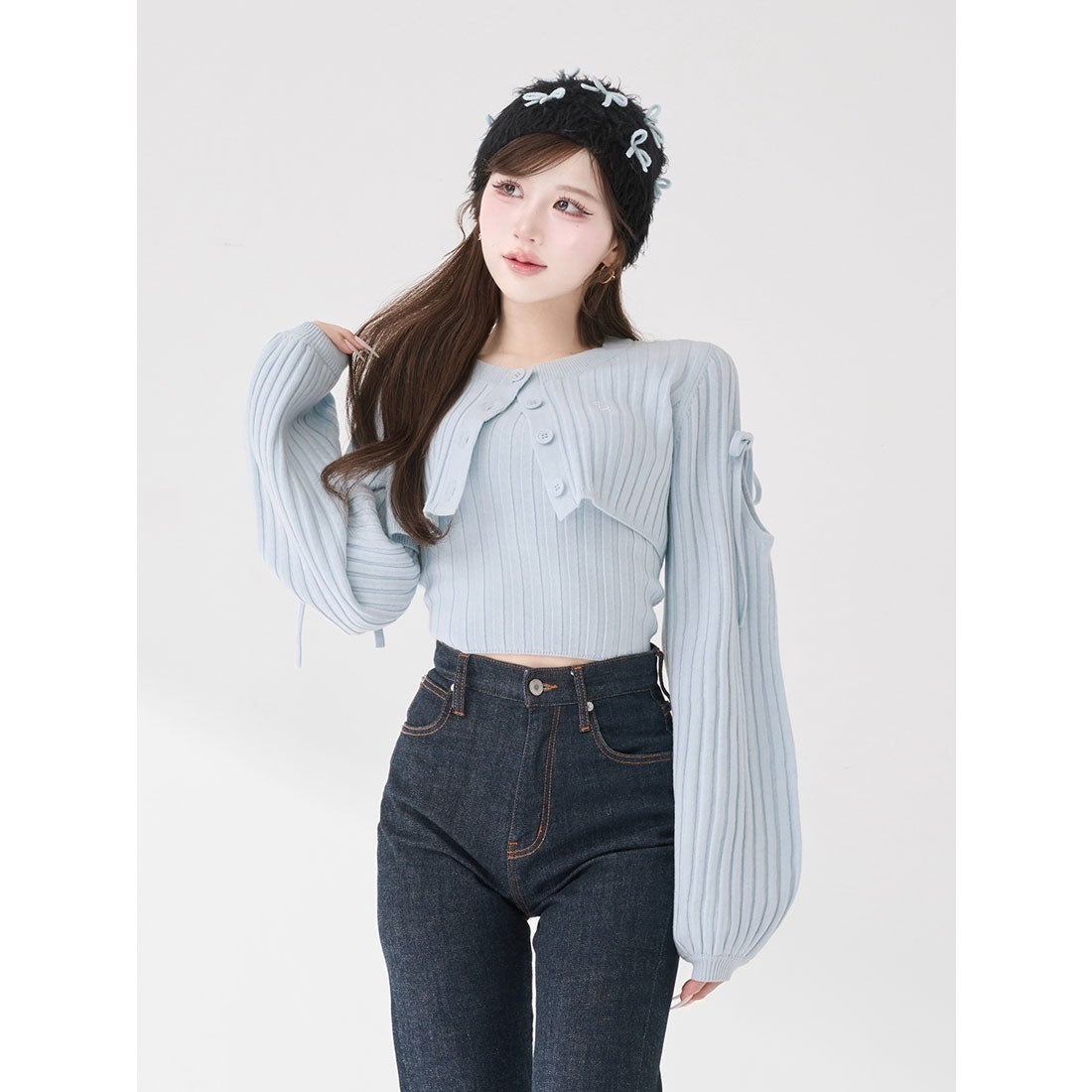 ダーリッチ Darich ショルダーオープンアンサンブルニットトップス