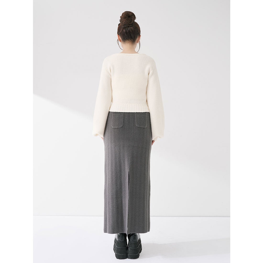 ダーリッチ Darich アシメレイヤードニットトップス （グレー