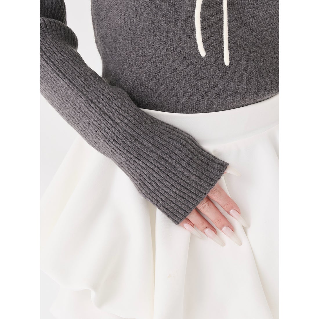 ダーリッチ Darich ステッチリボンオープンニットトップス