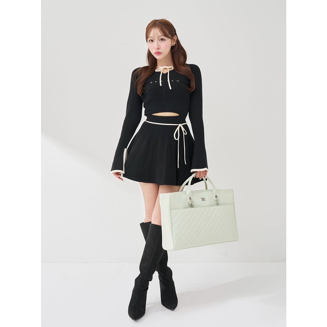 ダーリッチ Darich ウエストオープンリボンデザインニットミニ